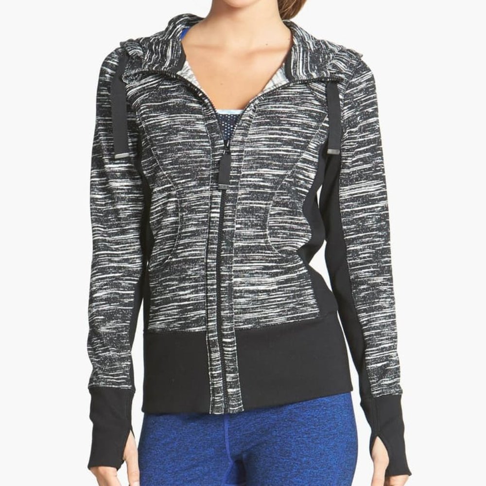 Zella "pretty" zip up hoodie, XS, black